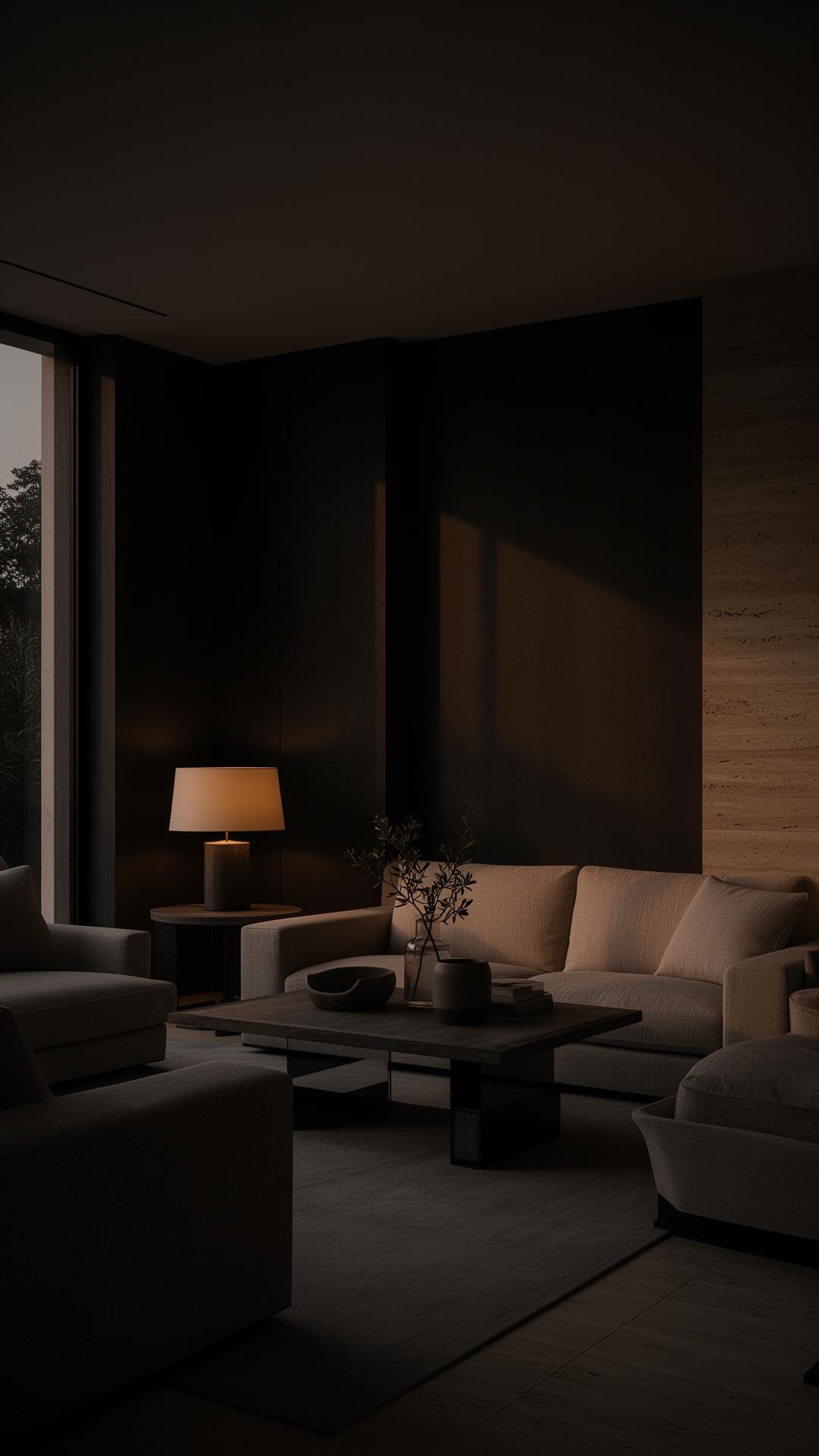 Interior of a luxury home at dusk