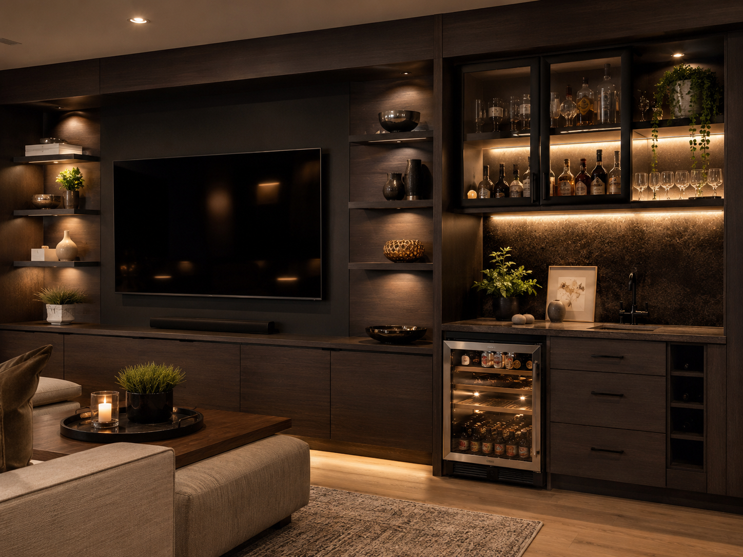 Mini Bar & Entertainment Wall